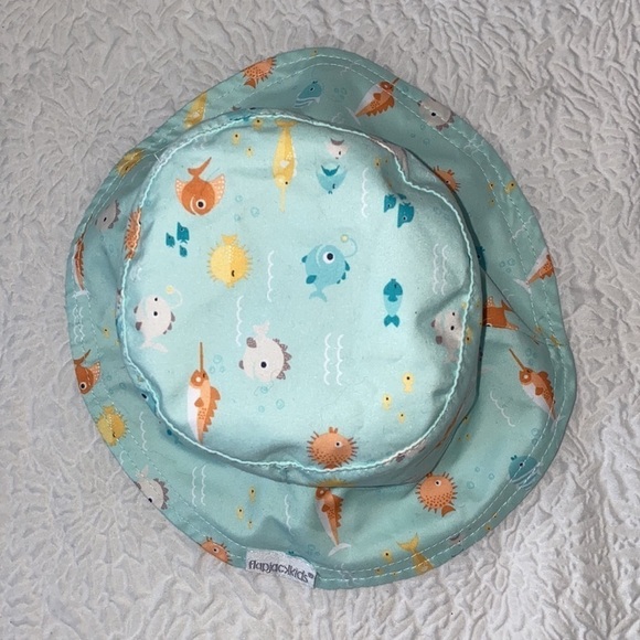 Flap Jack Kids Reversible Baby Fish/Jellyfish Patterned Sun Hat - Picture 2 of 7